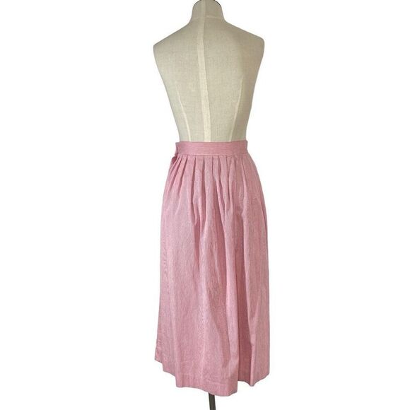 Victoire XS VTG 8 Pink Corduroy Skirt Midi Pleated 80s VTG Pockets Cottagrcore - Picture 6 of 15